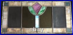 Antique Leaded Stained Glass Craftsman Bungalow Transom Window 26x13 No Frame