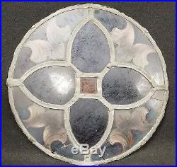 Antique Leaded Stained Glass Gothic Window 12+ Diameter
