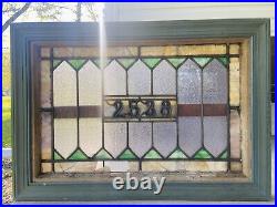 Antique Leaded Stained Glass Transom Window 33.5 x 23.5 Address #2538 Salvage