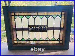 Antique Leaded Stained Glass Transom Window 33.5 x 23.5 Address #2538 Salvage