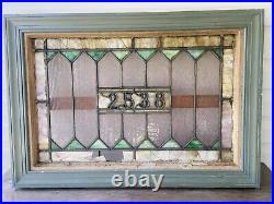 Antique Leaded Stained Glass Transom Window 33.5 x 23.5 Address #2538 Salvage