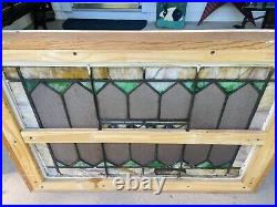 Antique Leaded Stained Glass Transom Window 33.5 x 23.5 Address #2538 Salvage