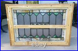 Antique Leaded Stained Glass Transom Window 33.5 x 23.5 Address #2538 Salvage