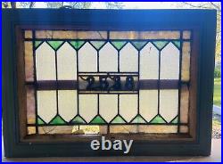 Antique Leaded Stained Glass Transom Window 33.5 x 23.5 Address #2538 Salvage