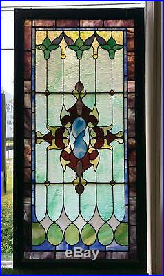 Antique Leaded Stained Glass Window 30 x 60