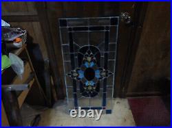 Antique Leaded Stained Glass Window 36 x 16 3/4