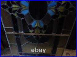 Antique Leaded Stained Glass Window 36 x 16 3/4