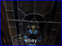 Antique Leaded Stained Glass Window 36 x 16 3/4