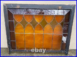 Antique Leaded Stained Glass Window Amber & Green 36x43.75 Textured #B