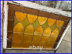 Antique Leaded Stained Glass Window Amber & Green 36x43.75 Textured #B
