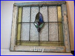 Antique Leaded Stained Glass Window Floral