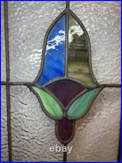 Antique Leaded Stained Glass Window Floral