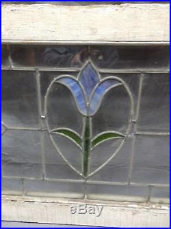 Antique Leaded Stained Glass Window Flower Victorian Cottage Vtg Chic 397-18P