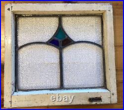 Antique Leaded Stained Glass Window Geometric Triangle ALL ORIGINAL-SMALL CRACK
