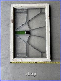 Antique Leaded Stained Glass Window In Frame