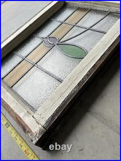 Antique Leaded Stained Glass Window In Frame
