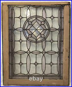 Antique Leaded Stained Glass Window Purple & Clear 31.5x25.5 Textured #D