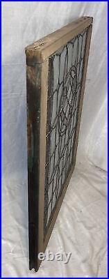 Antique Leaded Stained Glass Window Purple & Clear 31.5x25.5 Textured #D