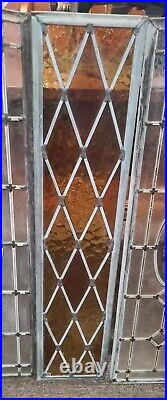 Antique Leaded Stained Glass Windows 4 Frosted And One Yellow Stained