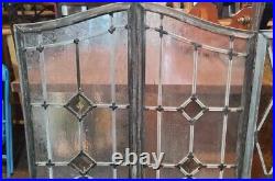 Antique Leaded Stained Glass Windows 4 Frosted And One Yellow Stained