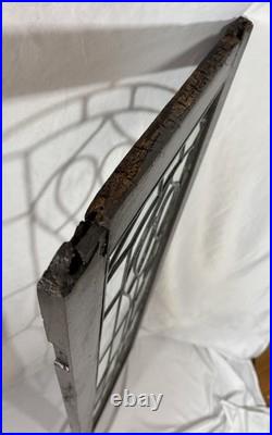 Antique Leaded WAVY Glass Cabinet Case Door Window 48x16 Art Nouveau