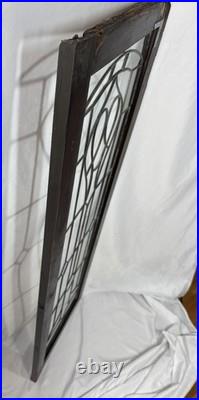 Antique Leaded WAVY Glass Cabinet Case Door Window 48x16 Art Nouveau