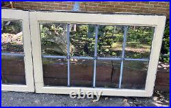 Antique Leaded WAVY Glass Window Pair Set of 2 Casement Windows 36x25
