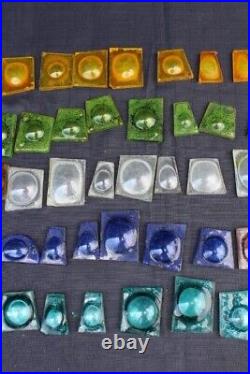 Antique Lot 67 Glass Pieces Round Blown Glass Jewels Leaded Glass Window