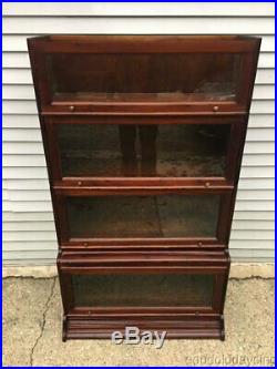 Antique Mahogany Stacking Bookcase with Beveled Leaded Glass Door