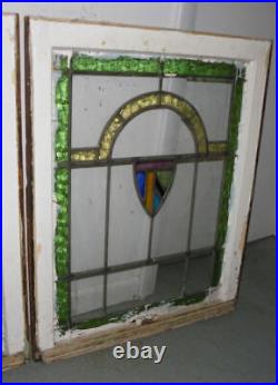 Antique Matching Arts & Crafts Style Leaded glass Windows Grouping of Three Wi