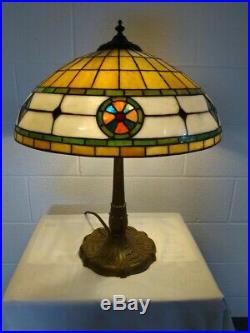 Antique Miller Leaded Lamp-Handel Tiffany Duffner arts & crafts era slag glass