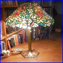 Antique Miller leaded glass lamp Bradley & Hubbard Empire Handel