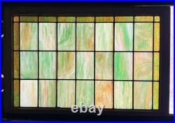 Antique Mission Arts & Crafts Leaded Green Slag & Stained Glass Window 44.5