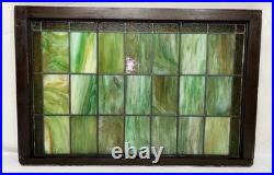 Antique Mission Arts & Crafts Leaded Green Slag & Stained Glass Window 44.5