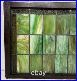 Antique Mission Arts & Crafts Leaded Green Slag & Stained Glass Window 44.5