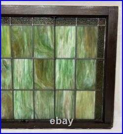 Antique Mission Arts & Crafts Leaded Green Slag & Stained Glass Window 44.5
