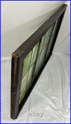 Antique Mission Arts & Crafts Leaded Green Slag & Stained Glass Window 44.5