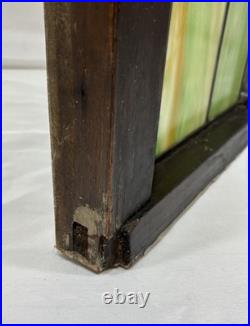 Antique Mission Arts & Crafts Leaded Green Slag & Stained Glass Window 44.5