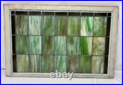 Antique Mission Arts & Crafts Leaded Green Slag & Stained Glass Window 44.5