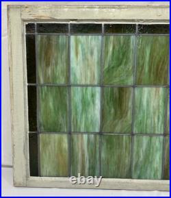Antique Mission Arts & Crafts Leaded Green Slag & Stained Glass Window 44.5