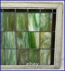 Antique Mission Arts & Crafts Leaded Green Slag & Stained Glass Window 44.5