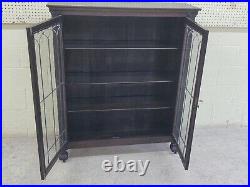 Antique Oak Bookcase, Locking Leaded Glass Doors, Claw Footed, Pickup Only