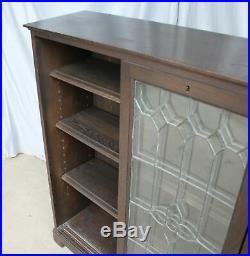 Antique Oak Bookcase leaded glass sliding doors Stylish and Functional Beaut