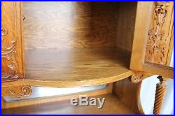 Antique Oak Side by Side Secretary Bookcase desk with leaded glass Fancy
