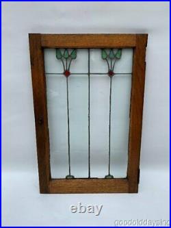Antique Oak Stained Leaded Glass Window / Cabinet Door from Chicago 30 x 20