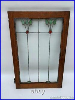 Antique Oak Stained Leaded Glass Window / Cabinet Door from Chicago 30 x 20