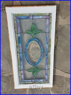 Antique Original Stained Leaded Glass Window Beveled Etched Texture Pa Coal Town