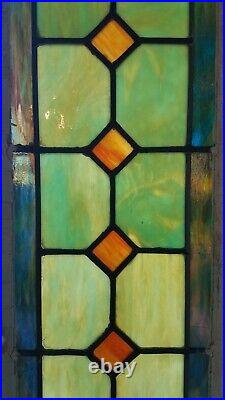 Antique Original Ultra Wide Stained Leaded Glass Transom Window Over 6 Feet Wide