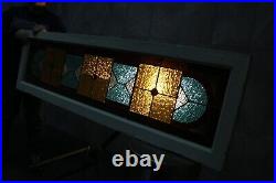 Antique Ornate c. 1900 Stained Leaded Jewels Glass Transom Window 56x16