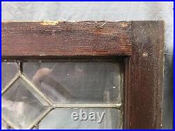 Antique Pair 18x21 Leaded Glass Window Sashes Beveled Diamond Old 815-24B